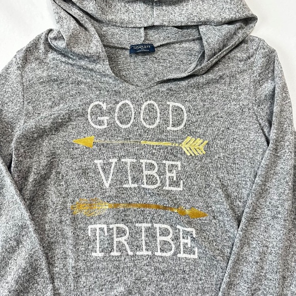 Scarlett Women’s XL Grey Hoodie Good Vibe Tribe Gold Metallic Arrows Long Sleeve - Picture 2 of 6